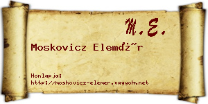Moskovicz Elemér névjegykártya